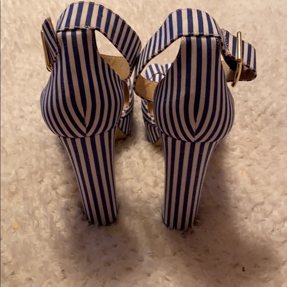 It’s High Heel Denim Striped Shoes Size 9 - Picture 4 of 8